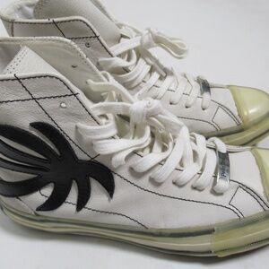 Palm Angels Palm High-Top Vulcanized Sneaker White Leather Size 5 US / 38 EU